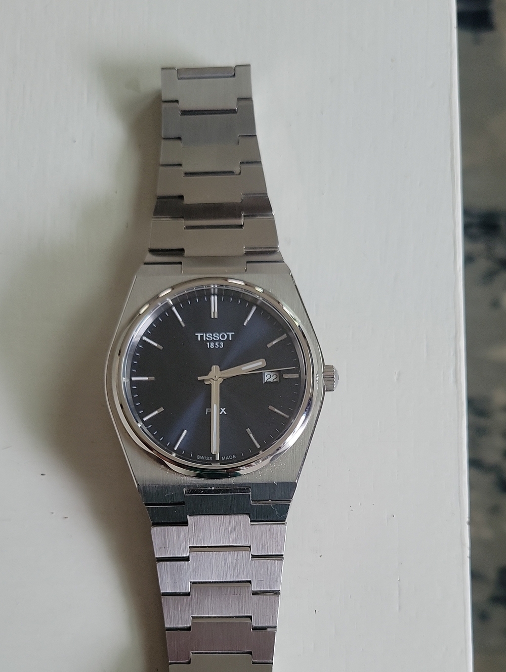 Tissot PRX Quartz 40mm Silver Bracelet Watch with Blue Dial
